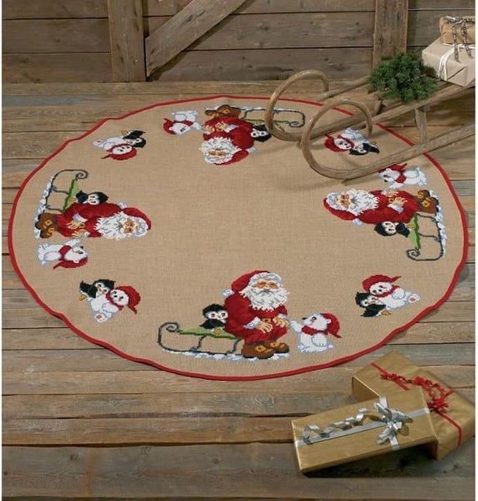 Borduurpakket kerstkleed kerstman op de noordpool Permin 45-7269
