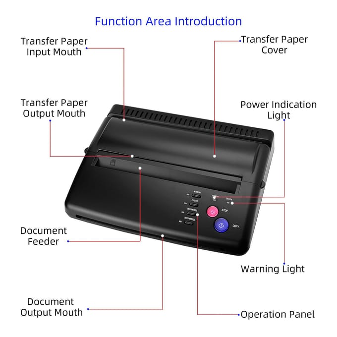 Tattoo Stencil Transfer Printer Machine met 30 stuks Tattoo Transferpapier Thermische Stencil Maker EU Plug zwart