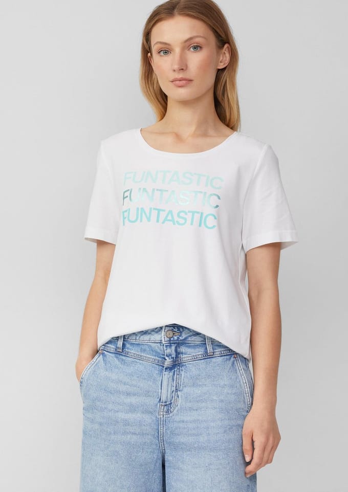 Stretch Katoenen T-shirt met Letterprint Dames s.Oliver