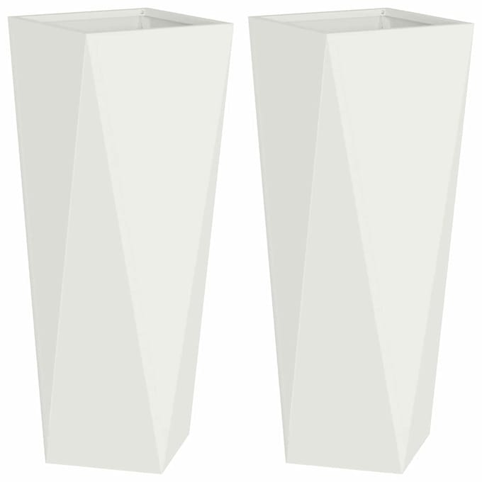 vidaXL Plantenbak 2 st Wit 30 x 30 x 75 cm Staal