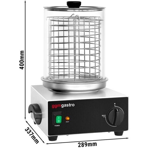 GGM Gastro Hotdogstomer / Worstenwarmer - 0,8kW zilver