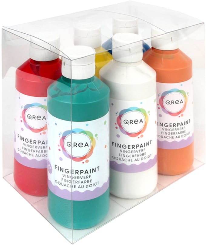 Vingerverf Qrea set à 6 kleuren 250ml