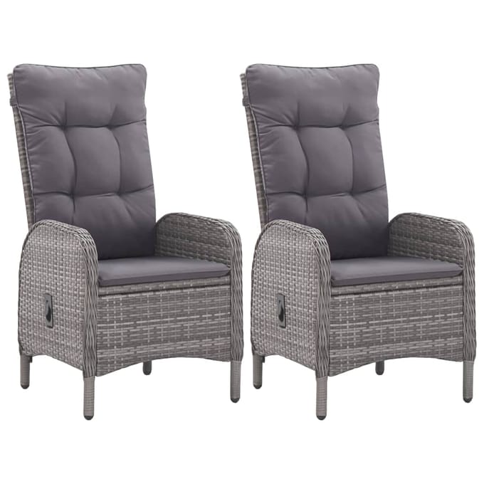 vidaXL - 3-delige - Bistroset - poly - rattan - en - glas - grijs