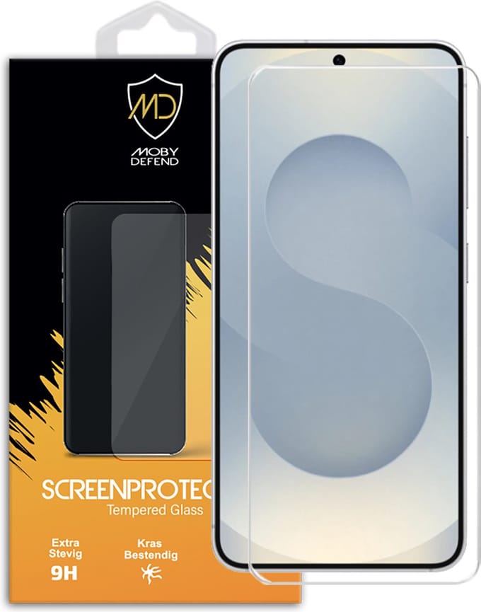 MobyDefend Screenprotector - Geschikt voor Samsung Galaxy S25 - Case-Friendly Screensaver - Gehard Glas