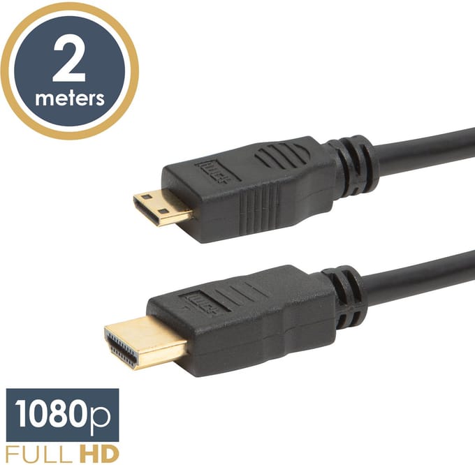 Mini HDMI Kabel 2m - HDMI naar Mini HDMI Plug, 1080p, Goud Plated [20318]