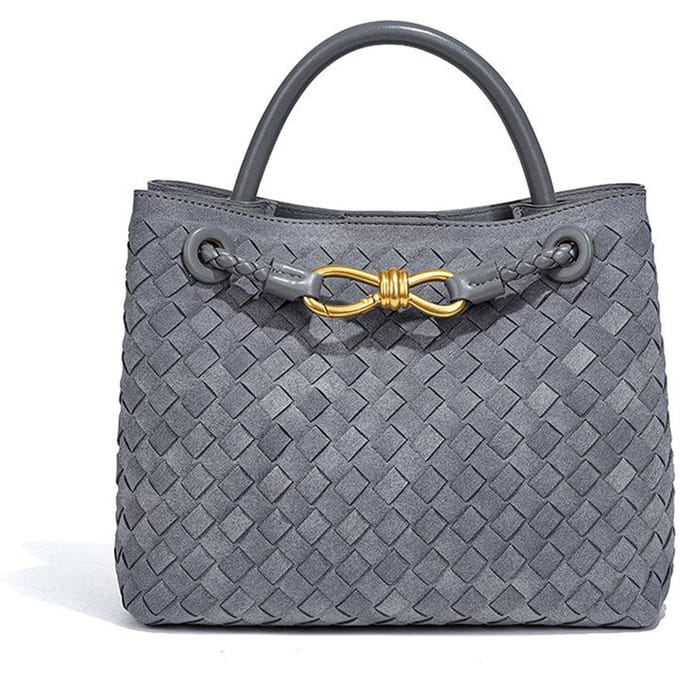 Geweven Dames Tas, Matte Suède Crossbody Tas, Retro Handtas, Commuting Single-shoulder Tas met Grote Capaciteit gray