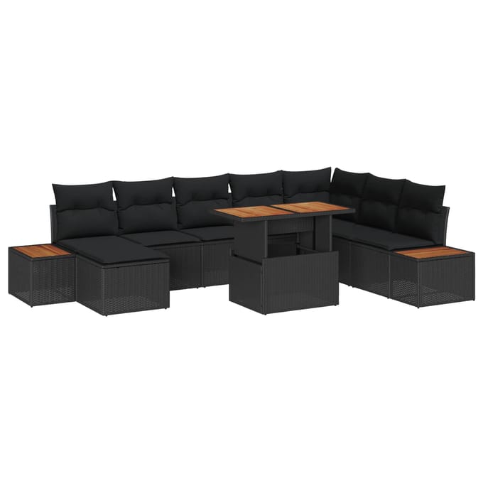 vidaXL - Tuinbank - Set - 9 - st - Zwart - en - Bruin
