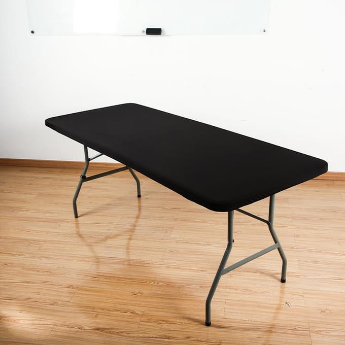 Nappe rectangulaire élastique pour table de mariage, lavable, bordée, ajustée, pour pique-nique, camping, banquet 85X85cm noir