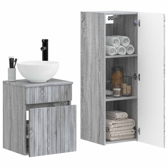 vidaXL - Badkamermeubel - Set - 2 - st - Grijs - Sonoma - 33 - x - 34,5 - x - 100 - cm