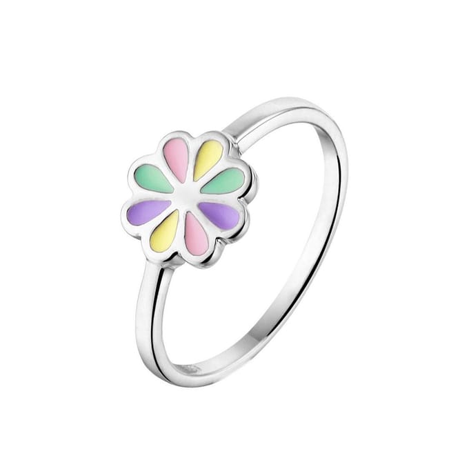 YO&NO - Ring - Zilver - Aanschuifring - Bloem - 14.75mm - 7.5mm - Kinderen - Gerhodineerd - Zilver 925