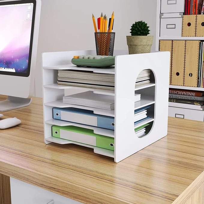 Bureau Organizer - Archiefhouder Papier - Efficiënt Sorteren - 7 Lagen Opslag - Wit