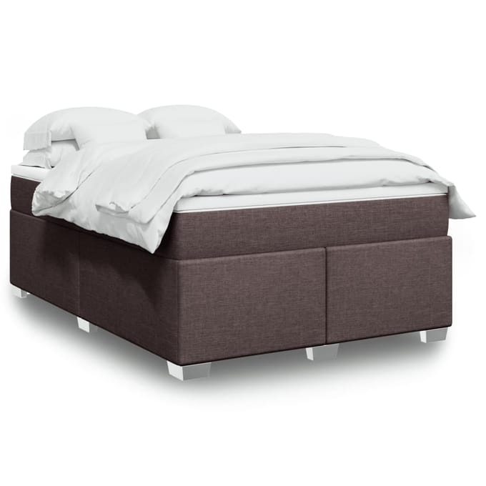 vidaXL - Boxspring - met - matras - stof - donkerbruin - 160x200 - cm