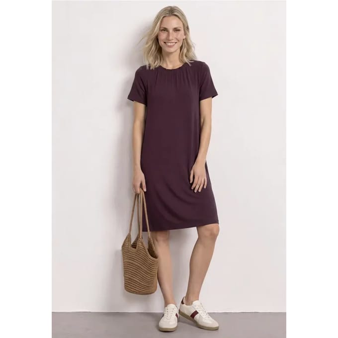 Knielange jersey jurk met ronde hals