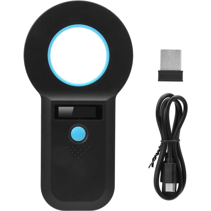 Lecteur de puces animales, scanner Bluetooth pour RFID portable 134,2 kHz/125 kHz gray