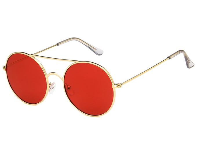 Zonnebril Retro Metaal Rond 2022 - Goud Rood