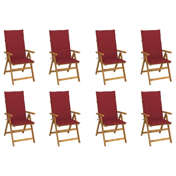 vidaXL - Inklapbare - stoelen - 8 - st - met - kussens - massief - acaciahout