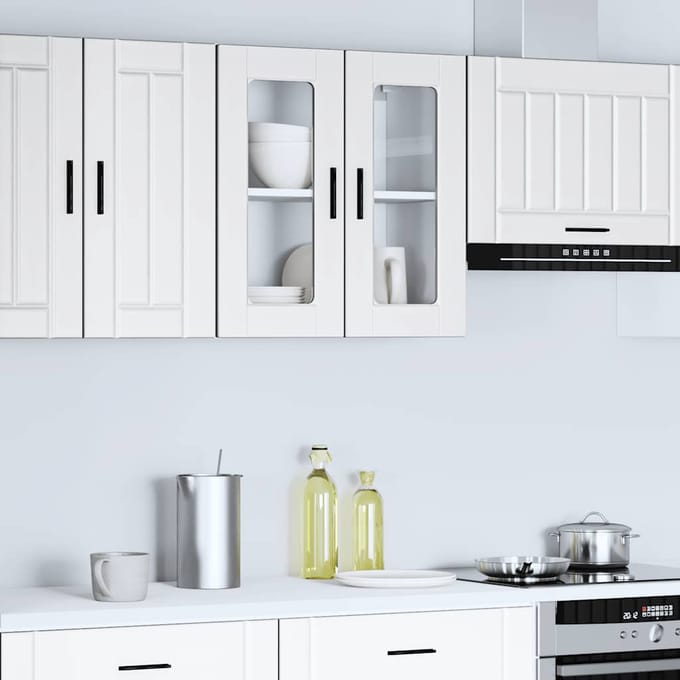 vidaXL - Keukenbovenkast - met - glazen - deur - Porto - wit
