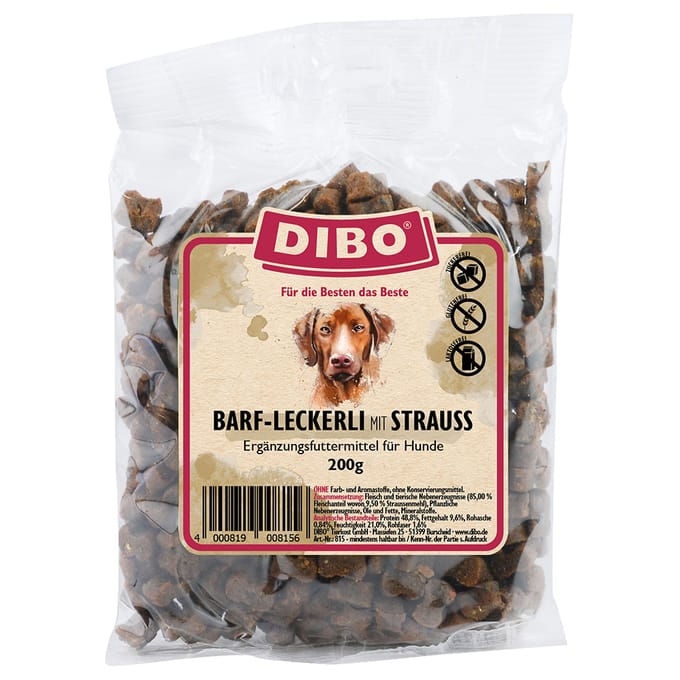 DIBO BARF-snoepjes met struisvogel - 2 x 200 g
