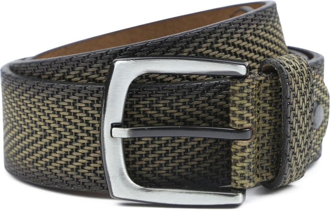 Suitable Riem Structuur Leer Groen - Maat 95 - Heren leren broekriem / broeksriem - Ceintuur - Riem casual