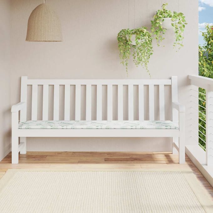 vidaXL - Tuinbankkussen - bladpatroon - 200x50x3 - cm - stof