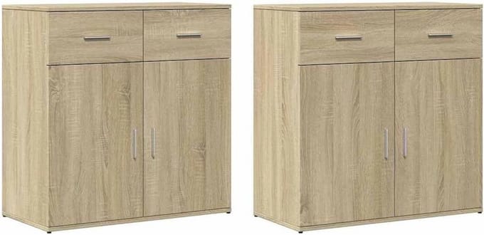 Set van 2 Dressoirs Sonoma Eikenkleurig - Compacte Buffetkast voor Woonkamer
