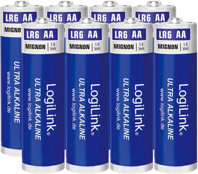 LogiLink Ultra Stroom AA alkaline Batterijen LR6 Mignon 1.5V 8pcs