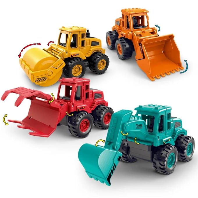 1:55 Kinderen Plastic Voertuig Auto Speelgoed Vrachtwagens Bouwvoertuig Graafmachine Bulldozer Model Traagheid Kindercadeaus carro