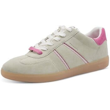 Tamaris dames sneakers van groen en roze leer