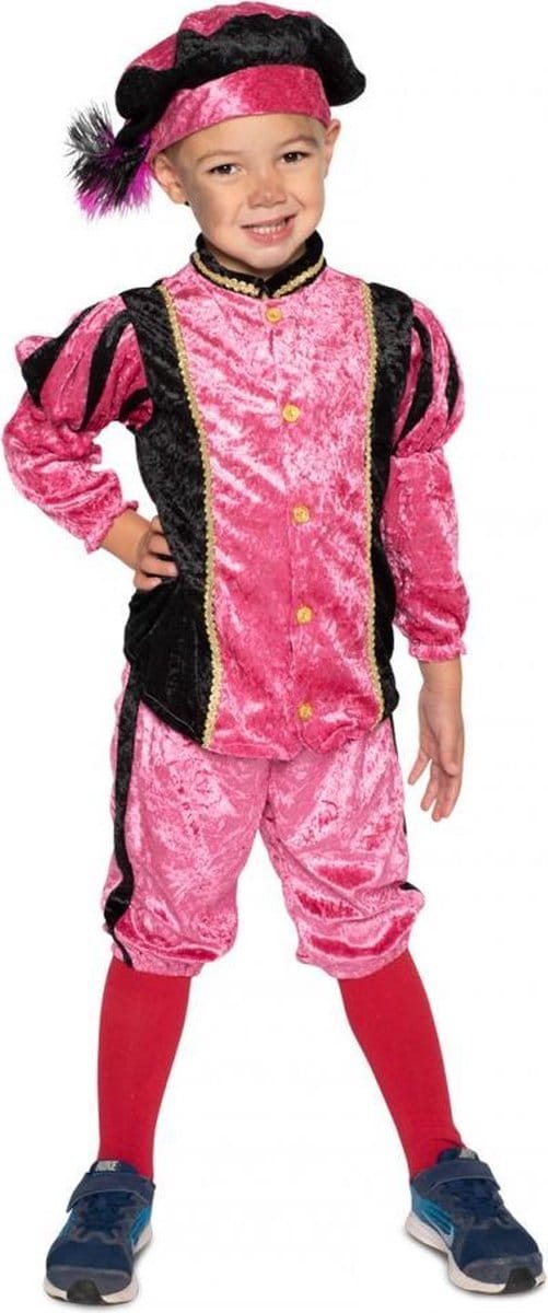 Pieten pak velours Roze/Zwart kind Maat 128