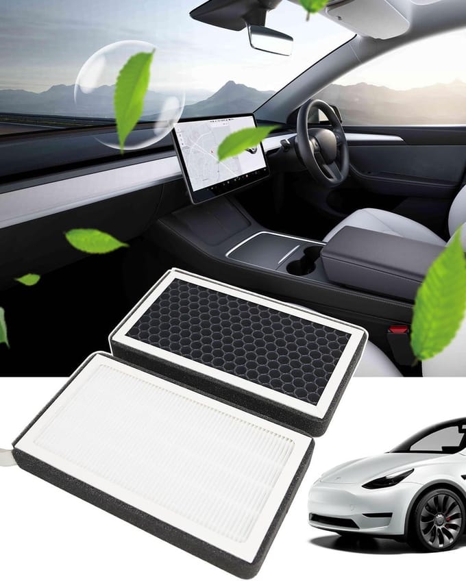 Model Y Model 3 HEPA-luchtfilter met actieve kool - Vervanging Tesla-cabine luchtfilter (2017-2023) (2 stuks)