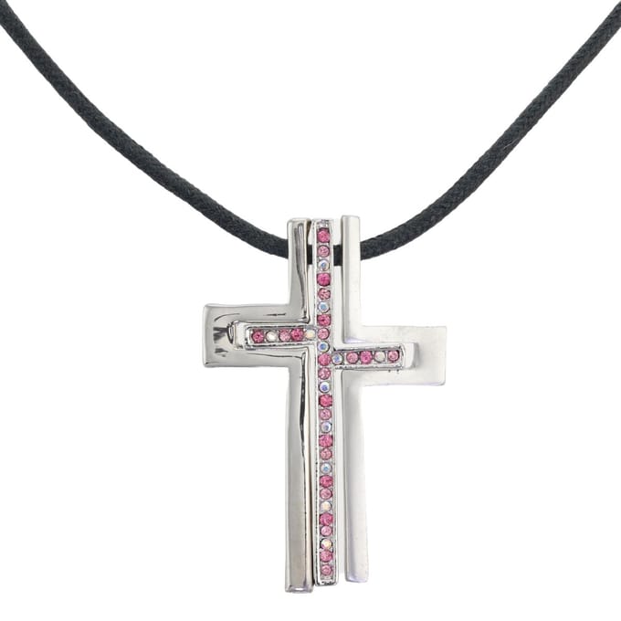 Behave - Ketting met hanger kruis - Zilverkleur - 41 cm + verlengketting