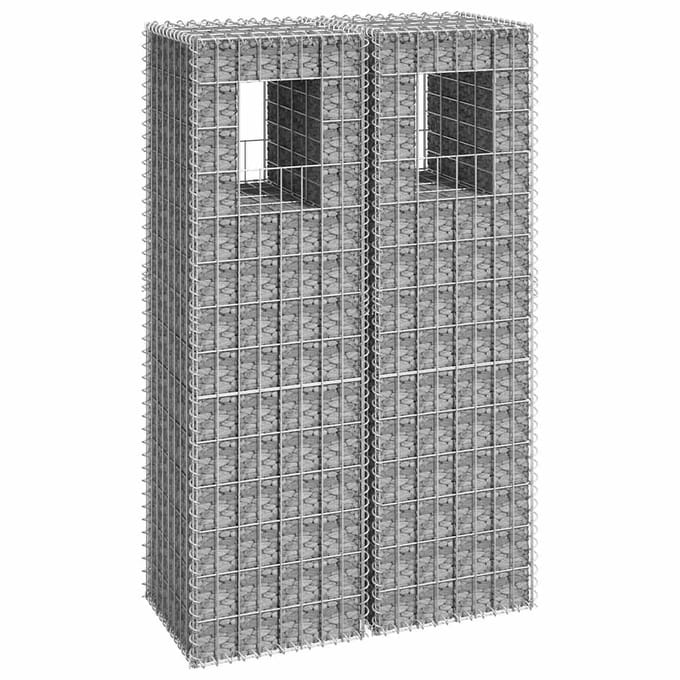 vidaXL - Schanskorf - palen - 2 - st - 40x40x140 - cm - ijzer