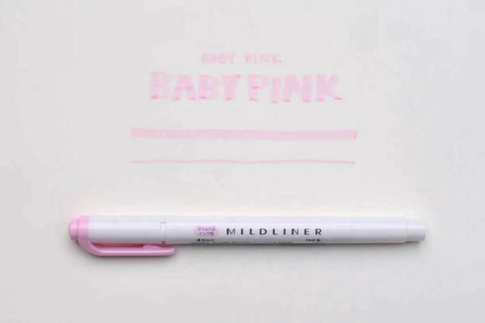 Zebra Mildliner Double-Sided Highlighter - Fine / Bold – Mild Baby Pink / WKT7-MBP