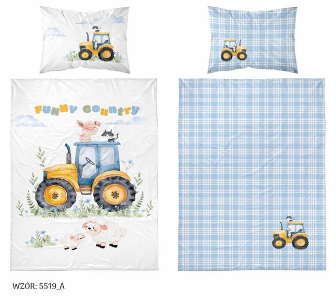Tractor Dekbedovertrek Junior Traktortje Blauw 100x135cm Trekker Katoen