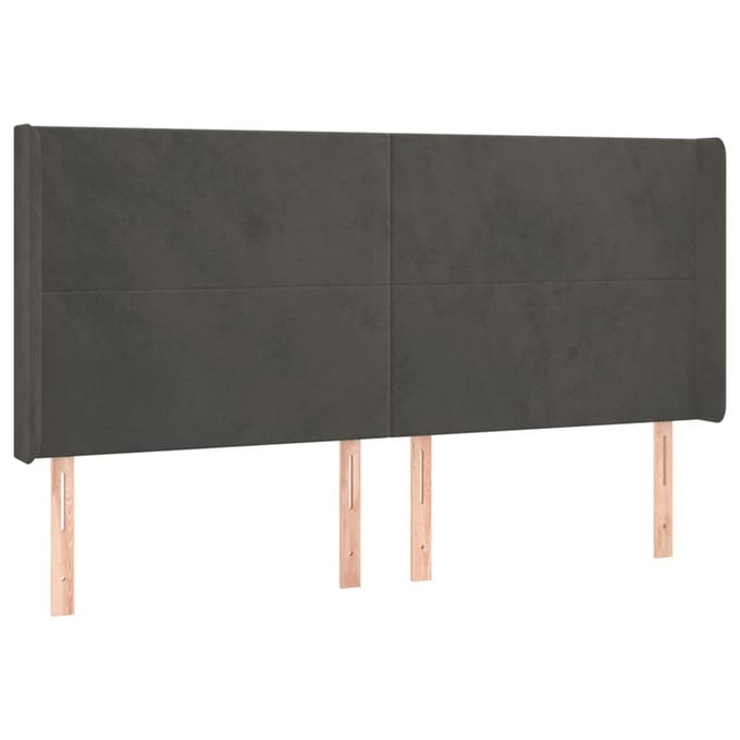 vidaXL - Hoofdbord - LED - 203x16x118/128 - cm - fluweel - donkergrijs