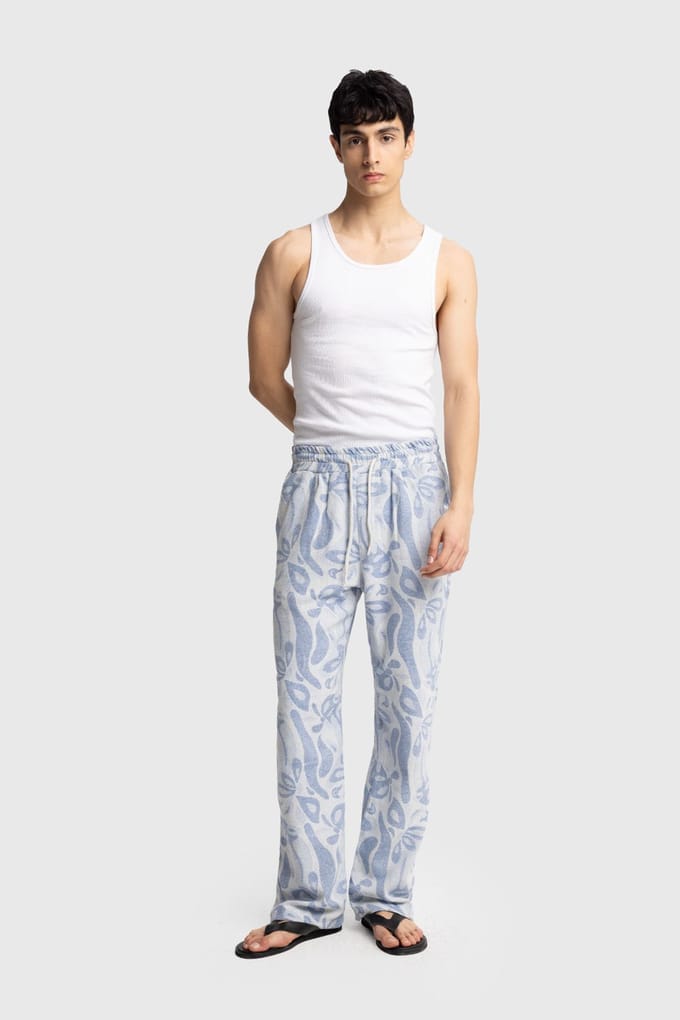 Heren Katoenen Bloemige Breipantalon