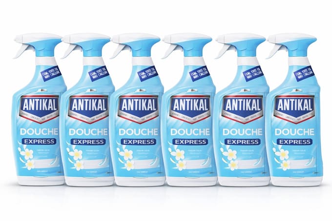Antikal Douche Express Witte Bloem Douche Spray – 6 x 800 ml – Kalkreiniger – Zonder Spoelen