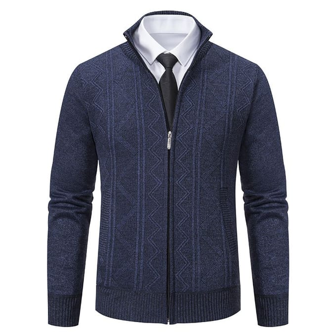 Winter Heren Vest Trui Jas Opstaande Kraag Gebreid Dik Gebreide Trui 3XL black