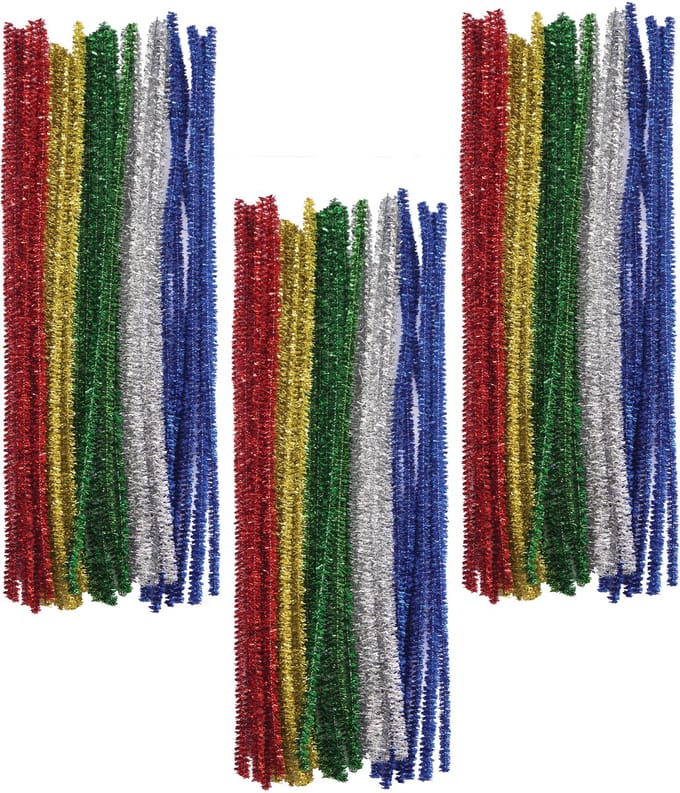 Chenille draad - 90x - glitter - 30 cm - hobby/knutsel materialen - hobbydraad - Chenilledraad