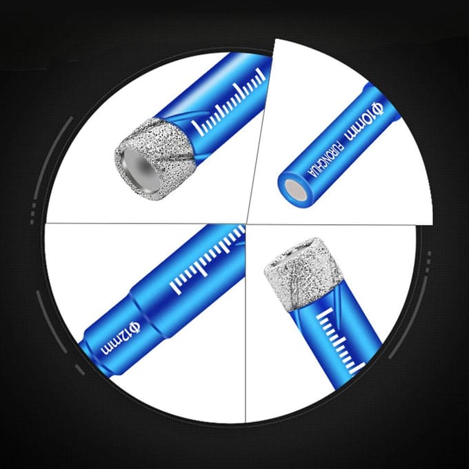 Droge diamantboorset 5 stuks met 1/4 5/16 3/8 1/2 inch voor graniet, keramiek, marmer, tegels en steen blauw