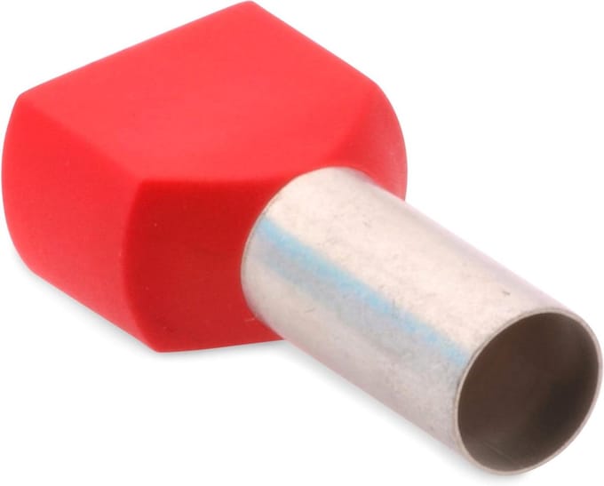 Dubbele Ferrules - Kabelconnectoren - Elektrische Installatie - Halogeenvrij Polyamide - 2 x 1.0 mm2 - Rood