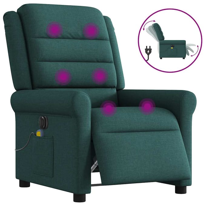 vidaXL - Massagestoel - elektrisch - verstelbaar - stof - donkergroen