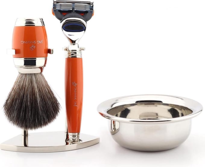 Scheerset voor heren met 5 Edge-compatibel scheermes, scheerkwast, scheerstandaard en scheerkom Perfecte scheercadeauset