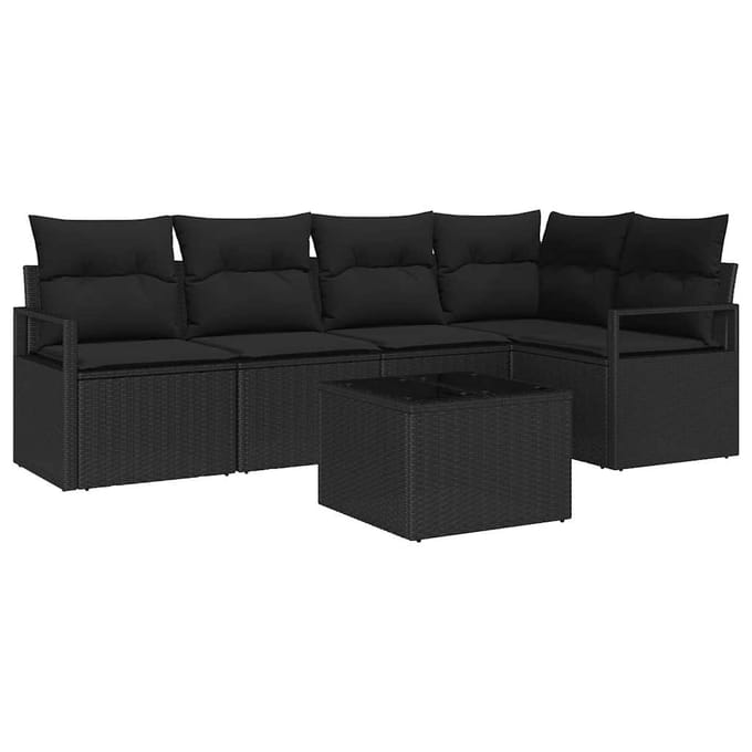 vidaXL Bankstel 6 st Zwart poly rattan