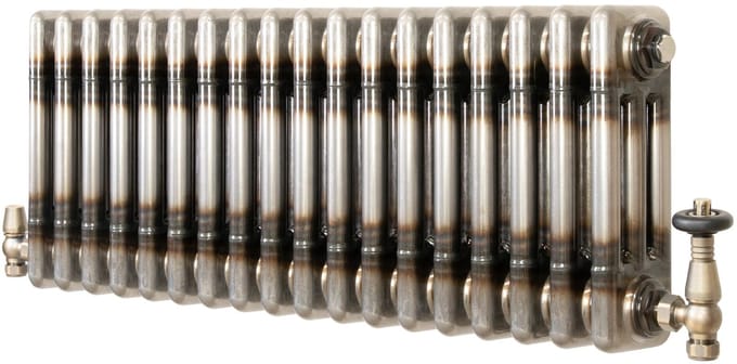 Kolomradiator - 3-kolom 300x830 mm - ruw metaal - incl. kraan