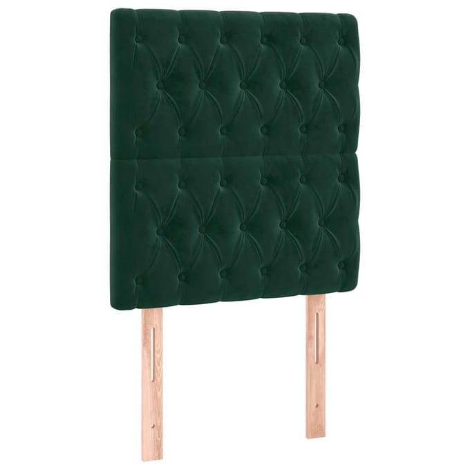 vidaXL - Hoofdbord - LED - 80x7x118/128 - cm - fluweel - donkergroen