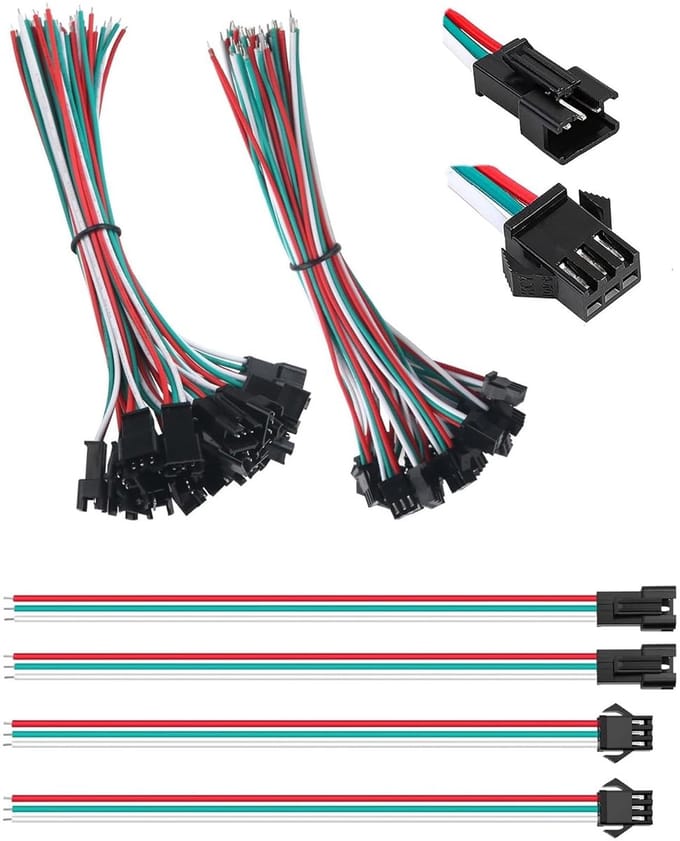 JST SM stekkers - LED connectoren - Elektronica verbinden - Vertind koper - 30 paar - Multi