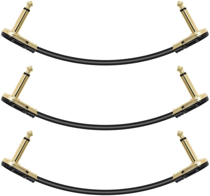 Korte Patchkabel 30cm voor Gitaar en Bas, Noiseless Effectenkabel 6.35mm voor Pedalen (Set van 3)