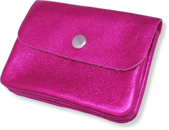 Bijoutheek Portemonnee Leer Italiaans Metallic Fuchsia