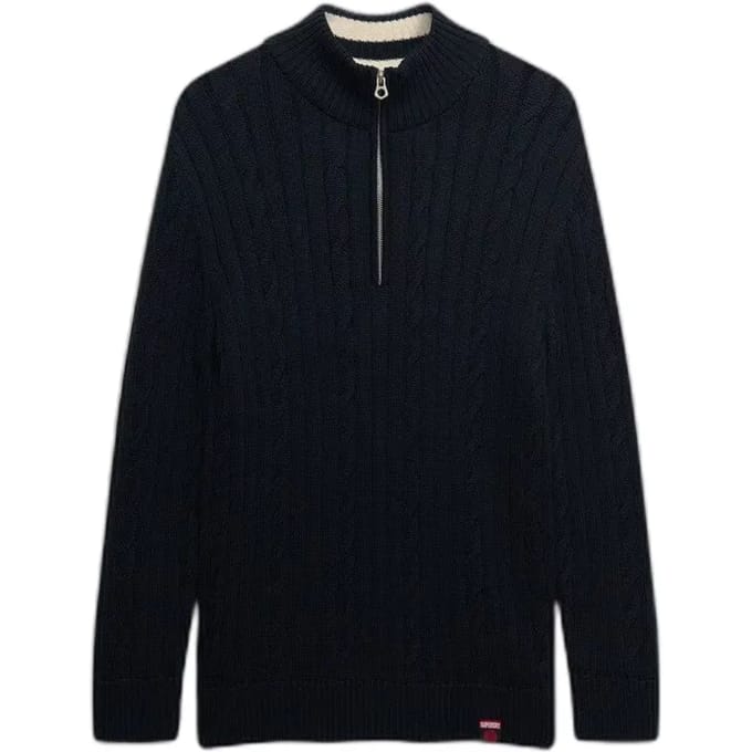 Superdry - Slouchy Cable Halve Rits Trui - Dames - Sweaters
